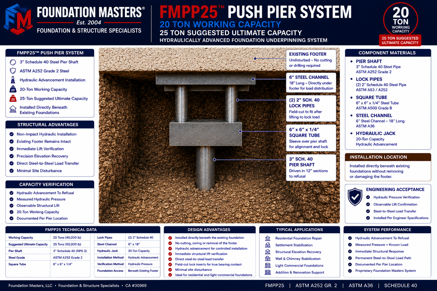 FMPP25 Push Pier System by Foundation Masters