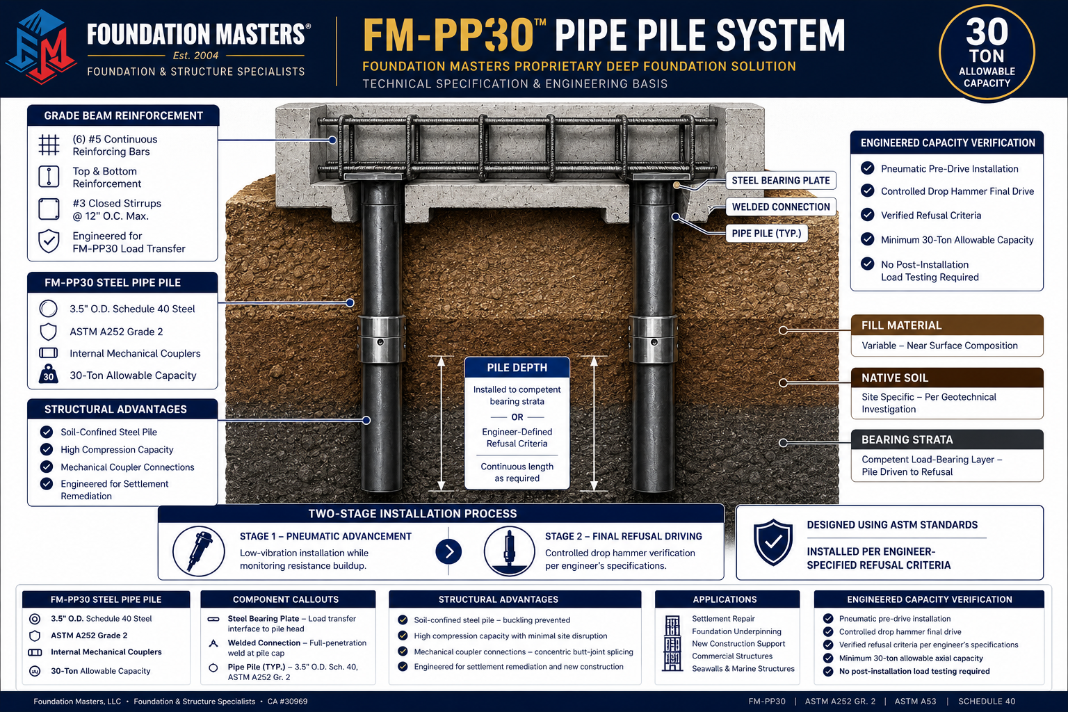 FM-PP30 Pipe Pile System by Foundation Masters