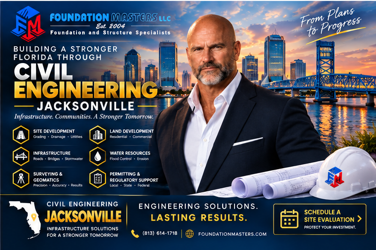 Civil Engineering Jacksonville, Foundation Masters, site development, infrastructure, water resources and permitting