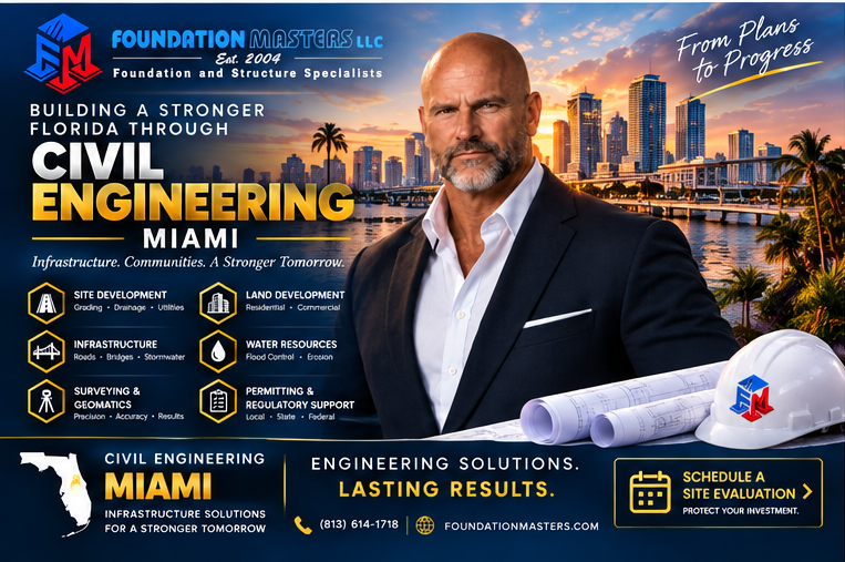 Civil Engineering Miami, Foundation Masters, site development, infrastructure, water resources and permitting