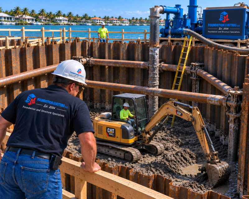Cofferdam in Florida installed by Foundation Masters
