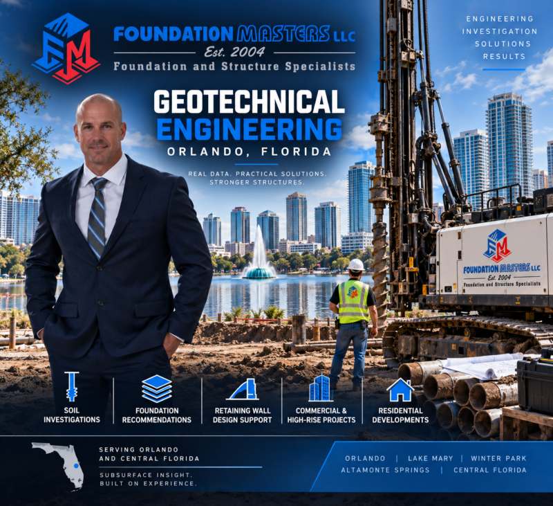 Geotechnical Engineering Orlando, Foundation Masters, subsurface exploration, foundation design and sinkhole remediation