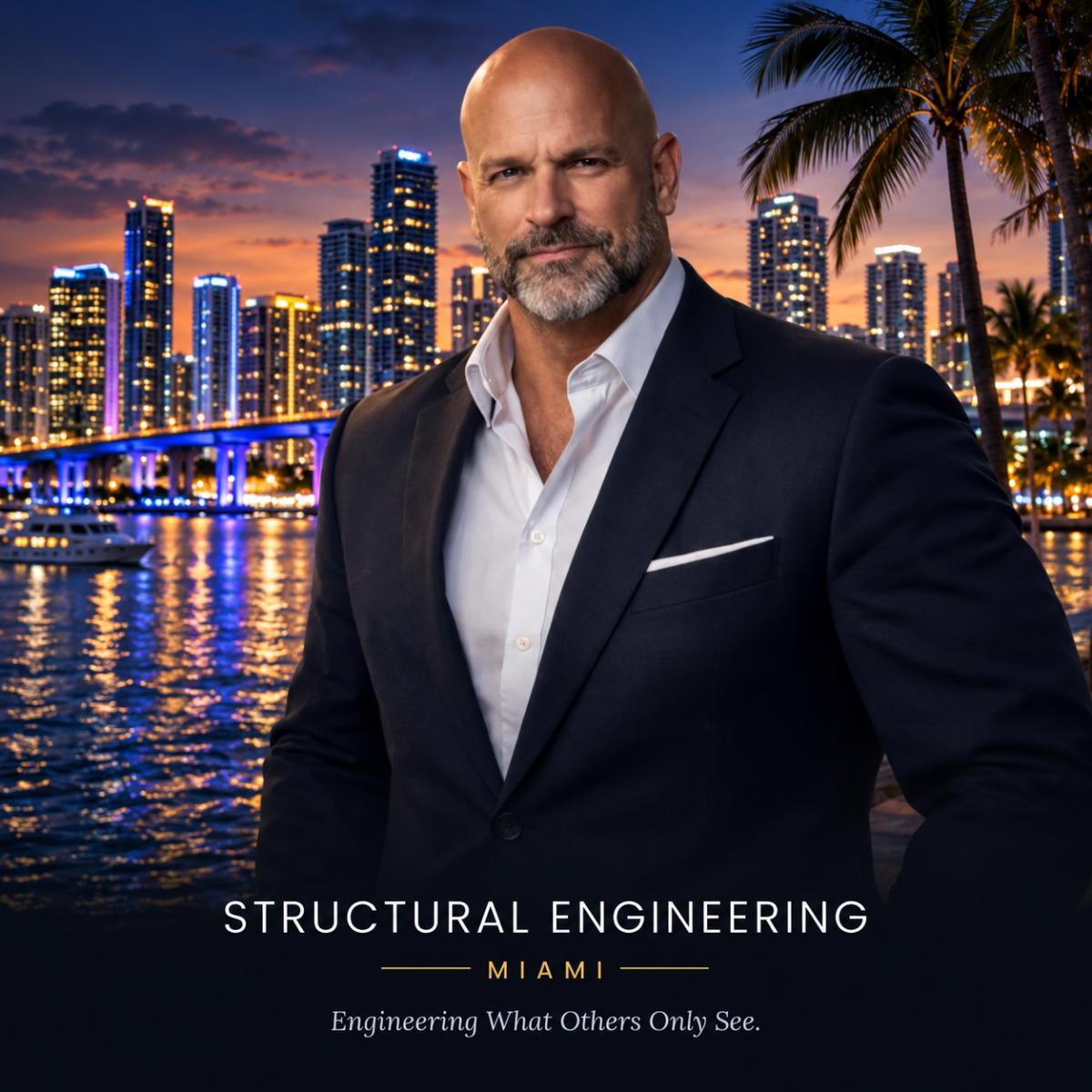 Structural Engineering Miami, Foundation Masters, Miami skyline at night