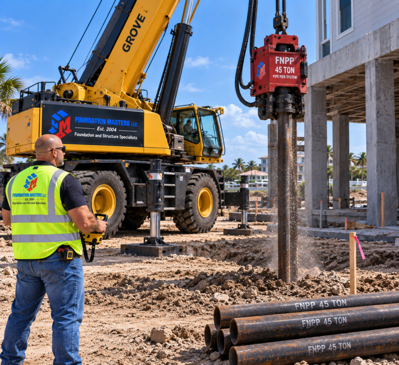 FMPP45 45-ton pipe pile system by Foundation Masters